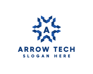 Geometric Snowflake Technology logo design