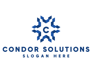 Geometric Snowflake Technology logo design