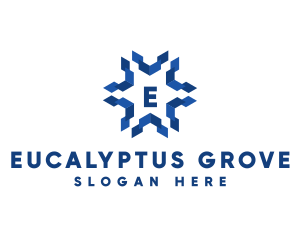 Geometric Snowflake Technology logo design