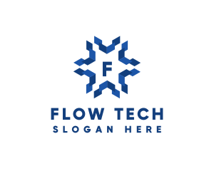 Geometric Snowflake Technology logo design