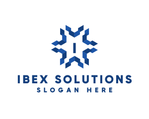 Geometric Snowflake Technology logo design