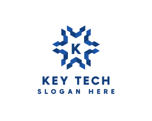 Geometric Snowflake Technology logo design