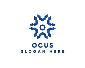 Geometric Snowflake Technology logo design