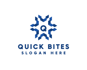 Geometric Snowflake Technology logo design