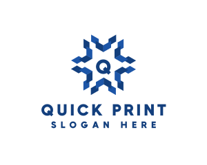 Geometric Snowflake Technology logo design