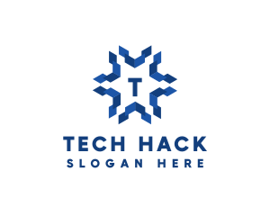 Geometric Snowflake Technology logo design