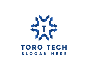 Geometric Snowflake Technology logo design