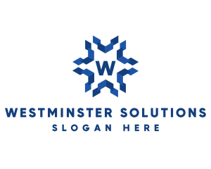 Geometric Snowflake Technology logo design