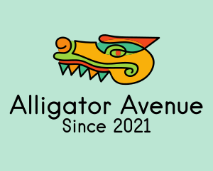 Multicolor Aztec Crocodile logo design