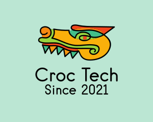 Multicolor Aztec Crocodile logo design