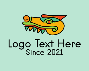History - Multicolor Aztec Crocodile logo design