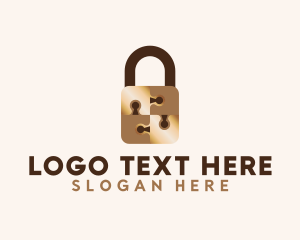 Lock - Gold Jigsaw Padlock logo design