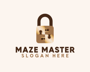 Gold Jigsaw Padlock logo design