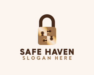 Gold Jigsaw Padlock logo design