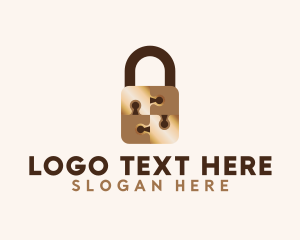 Maze - Gold Jigsaw Padlock logo design