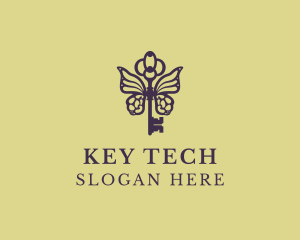 Violet Butterfly Key logo design