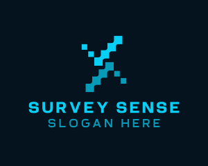Survey - Digital Check Letter X logo design