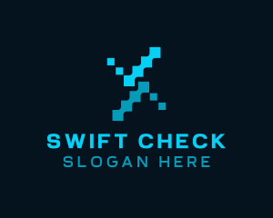 Check - Digital Check Letter X logo design