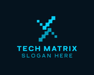 Matrix - Digital Check Letter X logo design