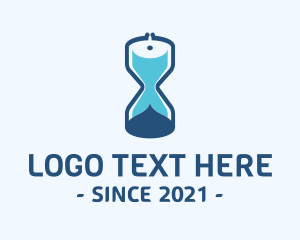 Time - Blue Fish Hourglass logo design