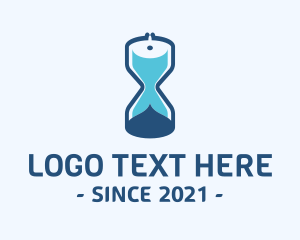 Timer - Blue Fish Hourglass logo design