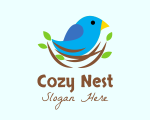 Nest - Sparrow Bird Tree Nest logo design