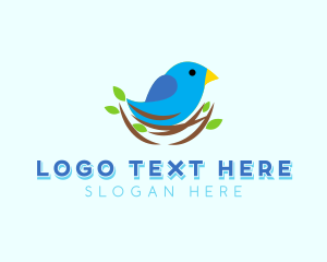 Avian - Sparrow Bird Tree Nest logo design