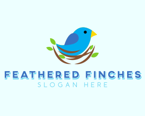 Sparrow Bird Tree Nest logo design