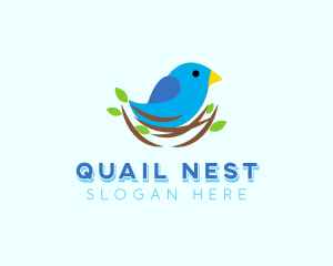 Sparrow Bird Tree Nest logo design