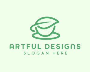 Green Herbal Tea Cup logo design