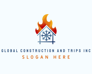 Refrigeration - Snowflake House Fire logo design