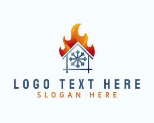 Cooling - Snowflake House Fire logo design