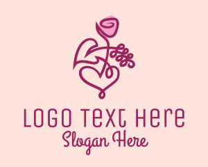 Dating - Minimalist Rose Floral logo design