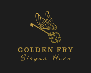 Golden Butterfly Key logo design