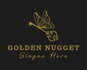 Golden Butterfly Key logo design