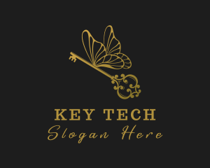 Golden Butterfly Key logo design