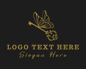 Keysmith - Golden Butterfly Key logo design