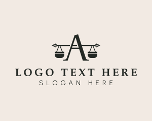 Courthouse - Justice Scales Letter A logo design