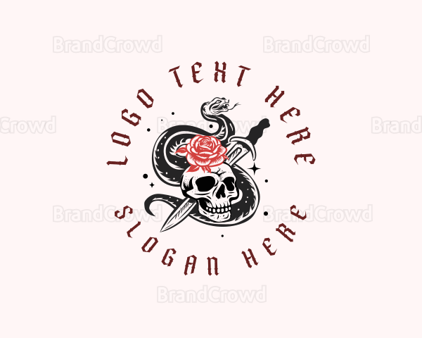 Rose Snake Skull Logo