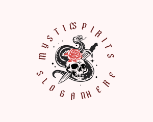 Rose Snake Skull logo design