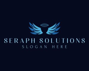 Seraph - Angel Wing Halo Guardian logo design