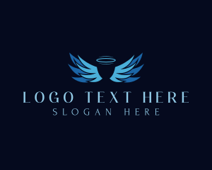 Heaven - Angel Wing Halo Guardian logo design
