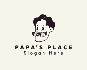 Gentleman Moustache Character logo design