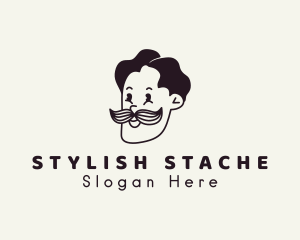 Gentleman Moustache Character logo design