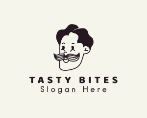 Barber - Gentleman Moustache Character logo design