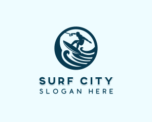 Surfing Waves Sports logo design