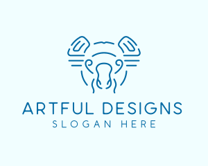 Blue Line Art Koala  logo design