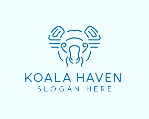 Blue Line Art Koala  logo design