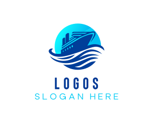 Island - Ocean Cruise Ship logo design