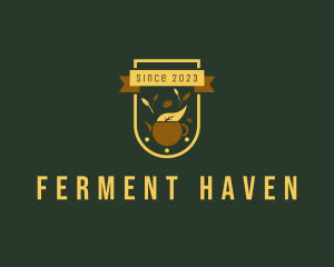 Fermentation - Organic Tea Kettle Badge logo design